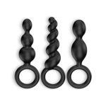 BOOTY CALL 3 PIECE SET ANAL PLUGS SATISFYER BLACK